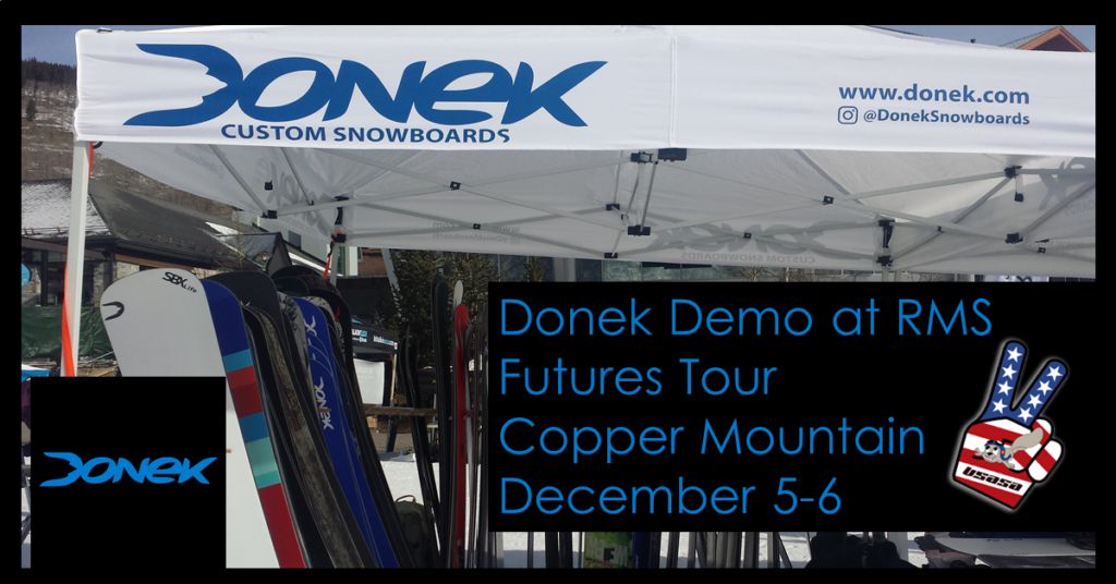 donek snowboards with the Rocky Mountain Series for the Futures Tour and Donek Demo Day